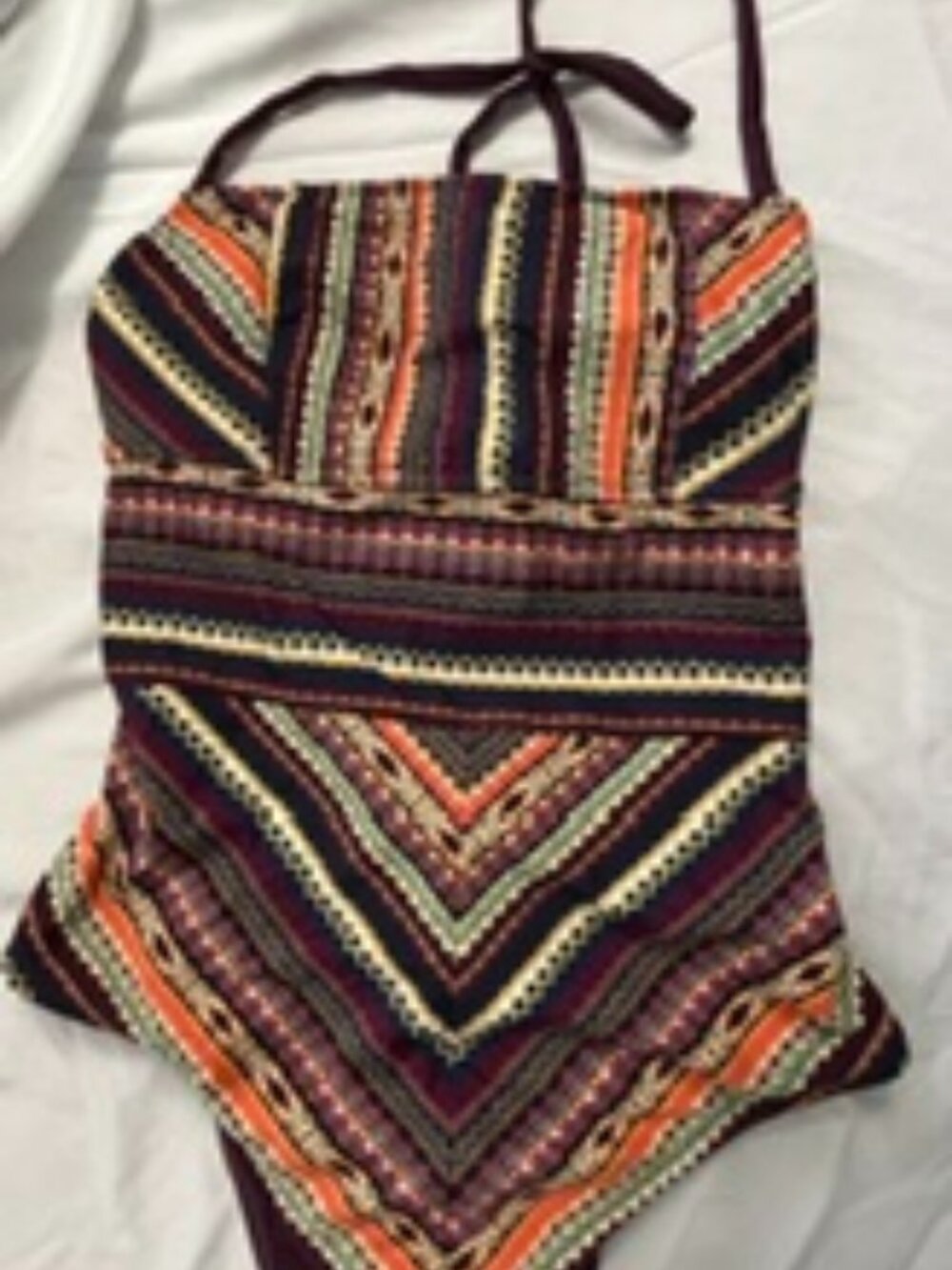 Mossimo Cabernet BOHO Chevron One-Piece Swimsuit | Large
